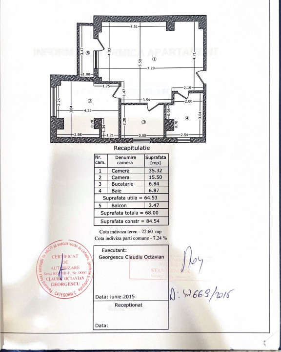 2 camere*Parter/3*Balcon*Centrală proprie*Pod Constanța