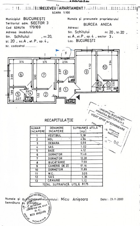 4 camere*Fizicienilor*Parter*Bloc 1986