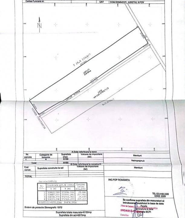 Teren 6000mp*Domnesti*Salciei-Haltei-Ciocarliei*Drum asfaltat cu utilitati